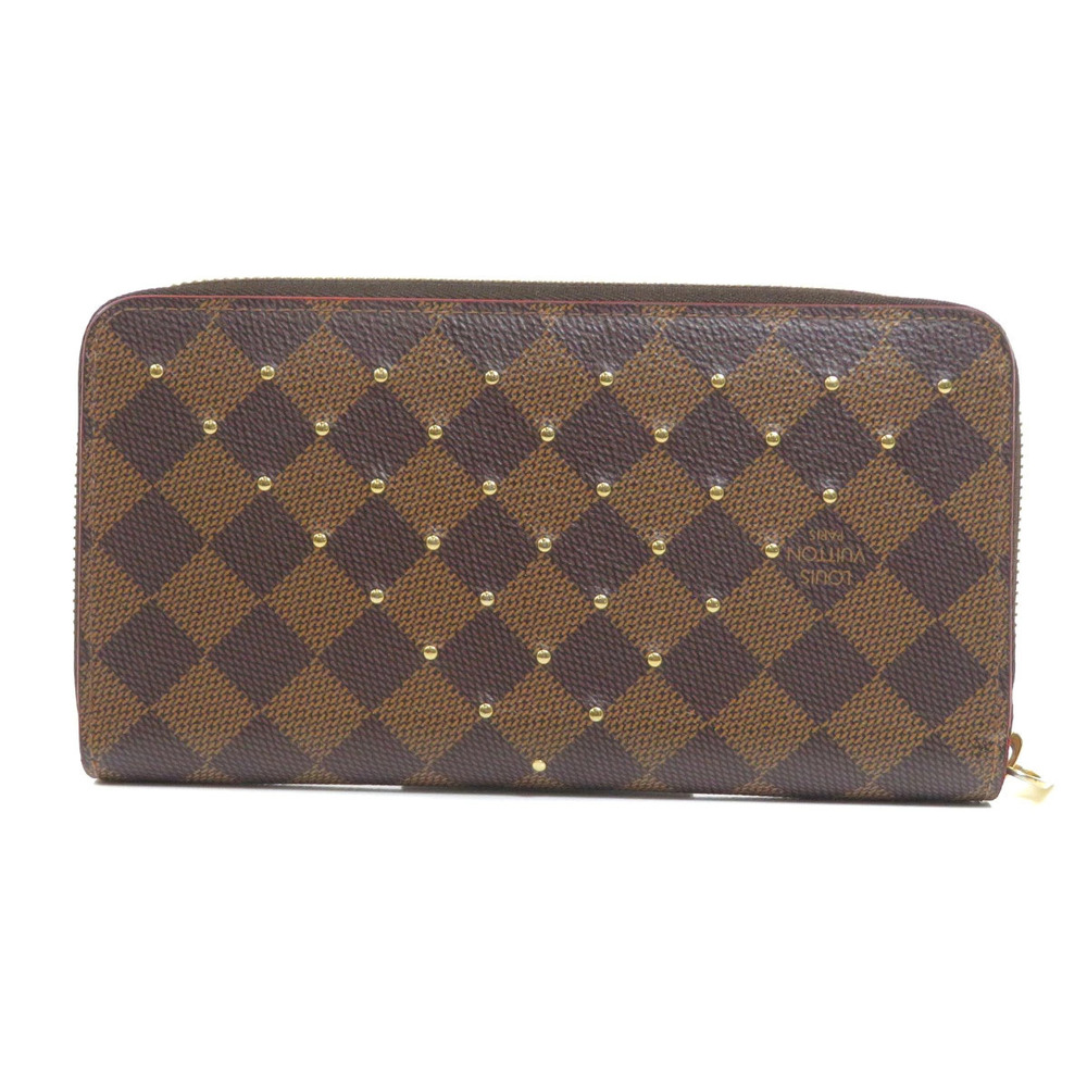 Louis Vuitton Zippy Long Studs Brown Ebene Wallet Wallet Damier Canvas